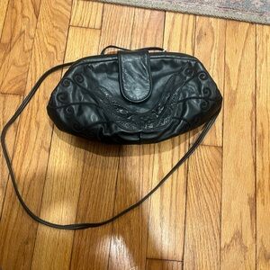 Chic Black Vintage Leather Women's Clutch/Crossbody